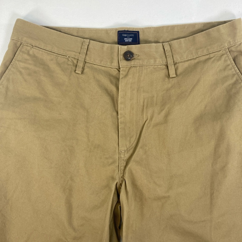 GAP Khakis Lived In Flat Front Chino Shorts Tan Men's Size 34 Summer Outdoor - Picture 2 of 16